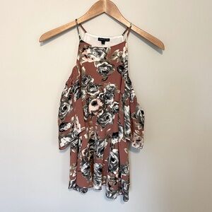 3/$15 Boutique Floral Cold Shoulder Top Shirt Size Small